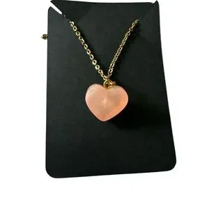 🔥Chanel Pink Heart Pendant Necklace Gold over Silver 925 chain. Italy